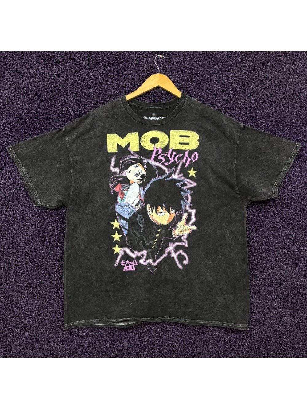 Mob Psycho 100 Double Sided Mineral Wash Anime T-Shirt Size Extra Large